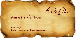 Amrein Ákos névjegykártya